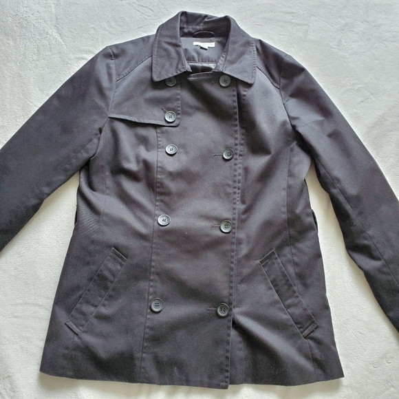 Black Mini Fitted Trench Coat - Picture 3 of 3